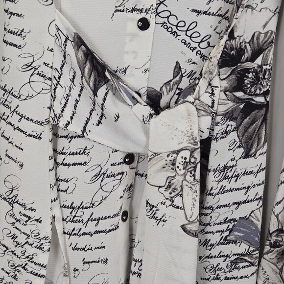 MISHCA French Garden Poplin Blouse Flare Sleeve Tie Front SMALL Boho Peasant - Picture 3 of 14